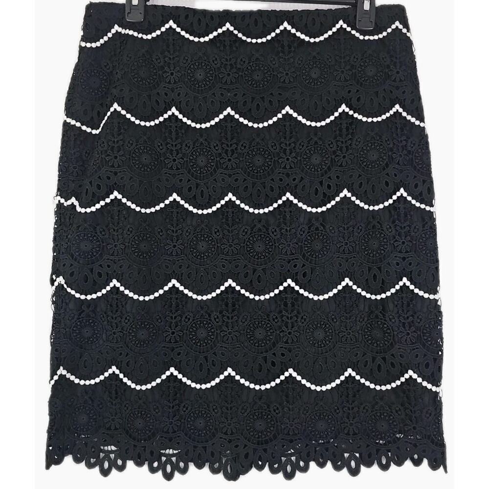 Talbots ~Woman Size 14~ Black Crocheted Lace A-Line Skirt Fully Lined NWOT. - Picture 7 of 12